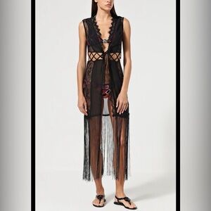 Guess black sheer lace bohemian-style vest or cardigan S